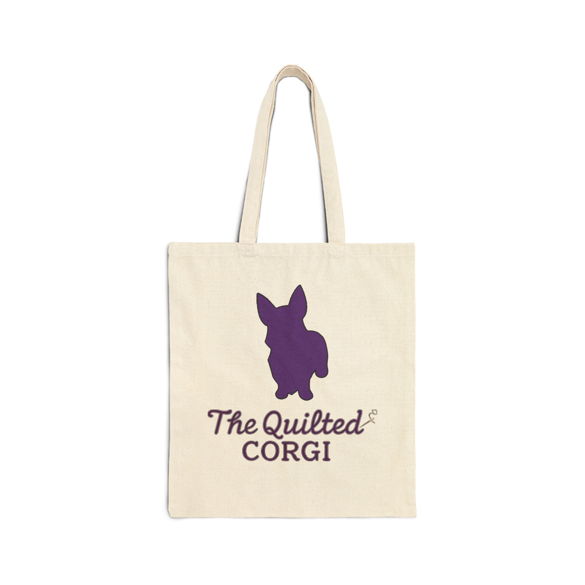 Corgi Quilt, Stylish Cotton Canvas Tote Bag for Pet Lovers, Shopping, Eco-Friendly, Gift for Corgi Owners, Easter Bag, Floral Design